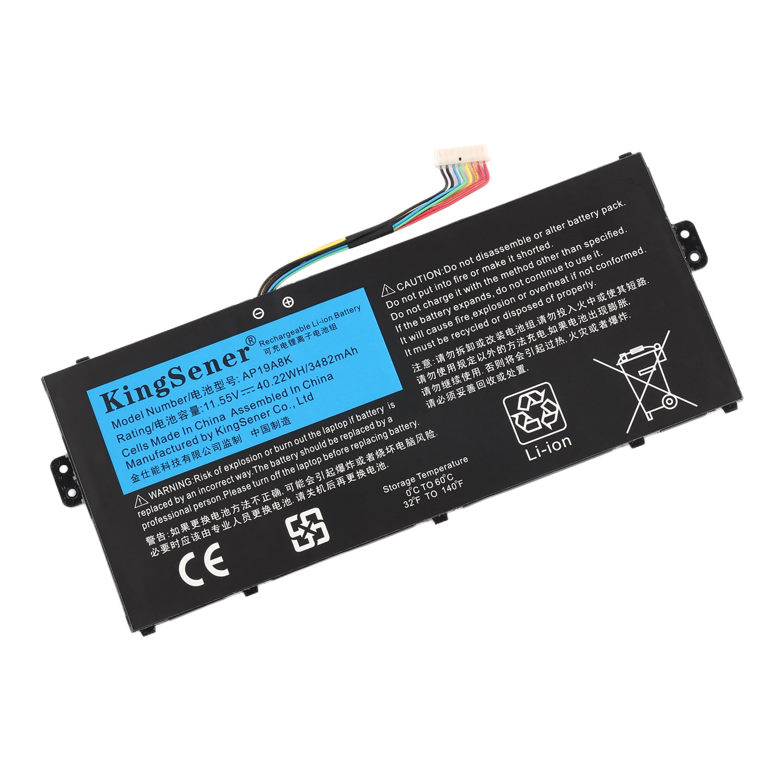AP19A8K Laptop Battery For Acer Chromebook Spin 311 CP311-1H - Front View on White