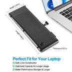A1382 replacement laptop battery 10.95V 77.5Wh 7078mAh, dimensions Width 3.39in Length 9.84in Thickness 0.55in