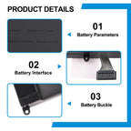 A1382 replacement laptop battery 10.95V 77.5Wh 7078mAh, parameters interface connector and buckle detail