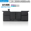 Kingsener A1406 筆記本電腦電池適用於 Apple MacBook Air 11 英寸 A1370 Mid 2011 A1465 2012 MC968LL/A MC969LL/A MD223LL 7.3V 35WH