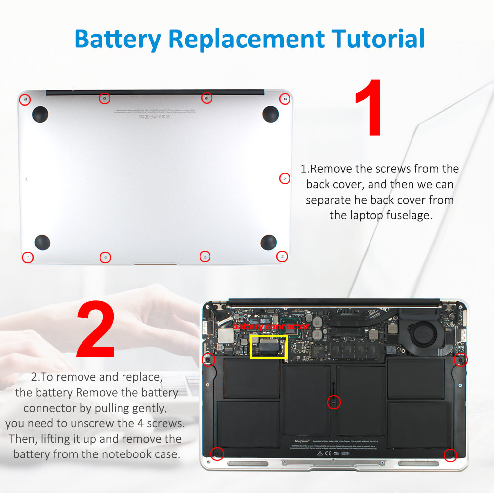 Batterie Kingsener A1406 pour ordinateur portable Apple MacBook Air 11 pouces A1370 mi-2011 A1465 2012 MC968LL/A MC969LL/A MD223LL 7,3 V 35 Wh