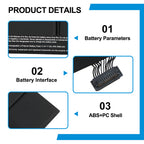 A1417 replacement laptop battery 11.4V 102.4Wh 8980mAh, parameters interface connector ABS+PC shell detail