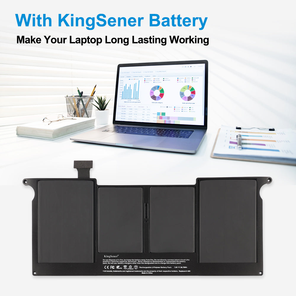 A1495 replacement laptop battery 7.6V 38.75Wh 5100mAh for MacBook Air, long-lasting working office travel