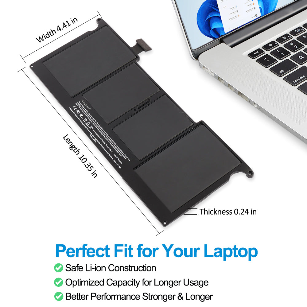 A1495 replacement laptop battery 7.6V 38.75Wh 5100mAh, dimensions Width 4.41in Length 10.35in Thickness 0.24in