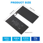 A1577 replacement battery dimensions 8.0 x 6.66 x 0.10 inch weighing 163g, exact fit for iPad Pro 12.9 1st Gen internal space