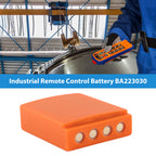 BA223030 industrial remote control battery for pump truck crane operation, orange Ni-MH battery with four gold-plated contact pins front view