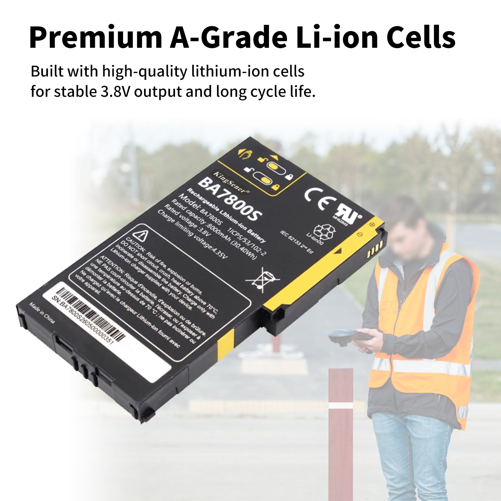 BA7800S premium A-grade lithium-ion cells for stable 3.8V output and long cycle life in field use