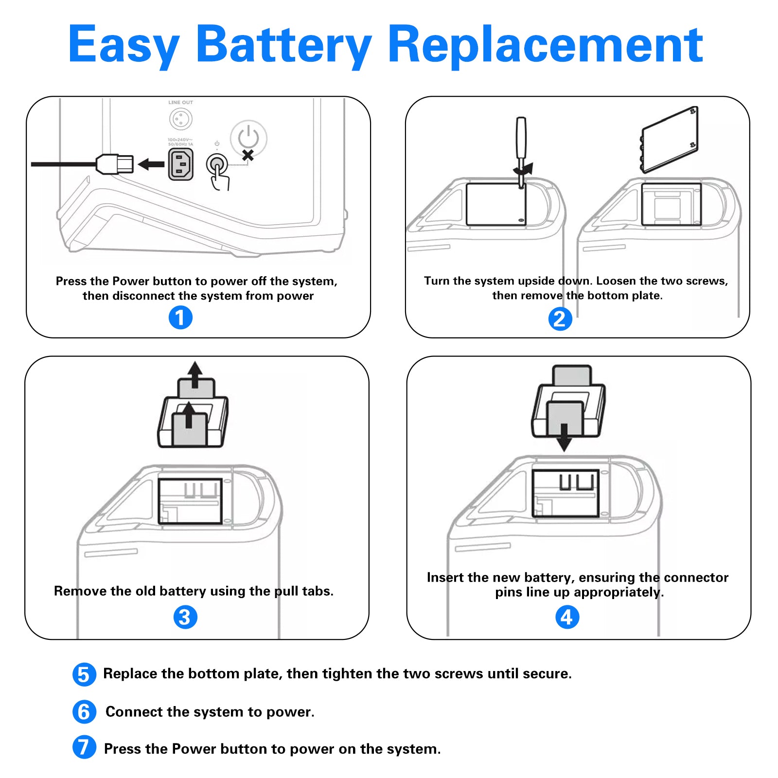 084105 Battery Installation Guide - 7 Step Easy Replacement Instructions with Diagrams for Bose S1 Pro+ Speaker Battery Swap