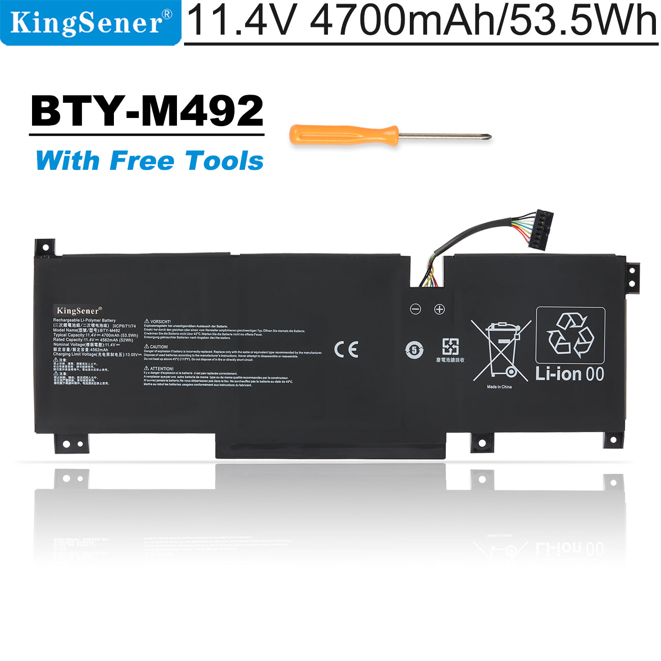 Batteria BTY-M492 11.4V 53.5Wh Per MSI Bravo, Katana, Sword, Crosshair E Pulse – Ioni Di Litio Per Laptop