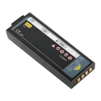 CUSA0601F replacement battery 12V 55.8Wh for i-PAD SP2 NF1200 NF1201 defibrillator, diagonal view showing gold contacts and CE mark