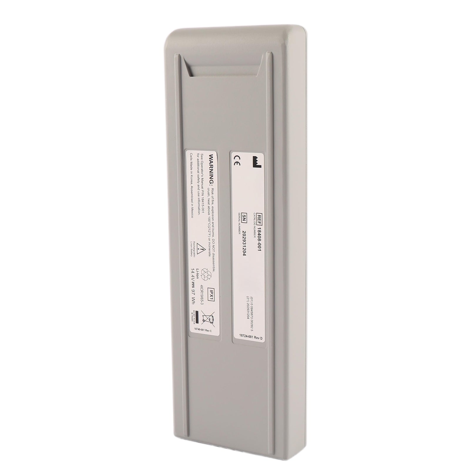 18408-001 Replacement Battery For CareFusion LTV 1150 1200 Ventilator - Front View on White