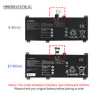 HB6081V1ECW-41 battery interface comparison, 8-wire and 10-wire connector types for Huawei MateBook compatibility check