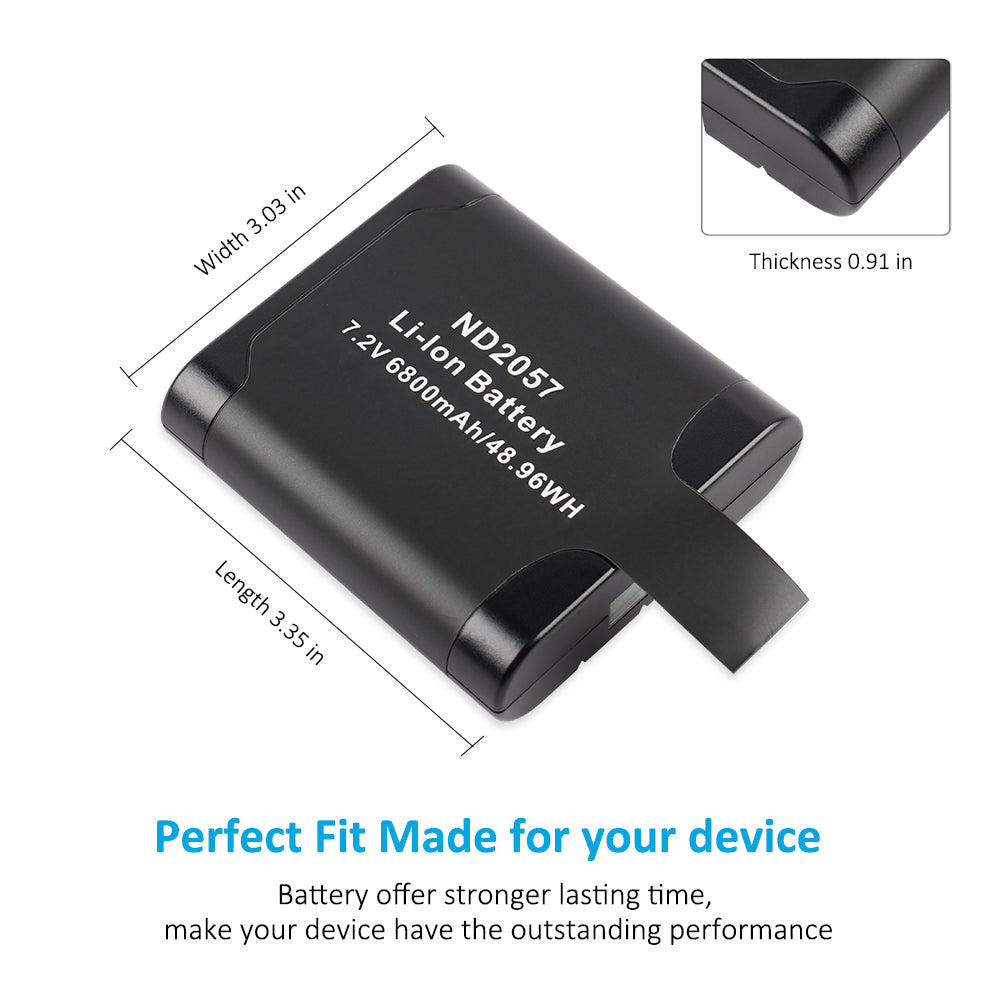 ND2057 battery dimensions: 3.03in wide, 3.35in long, 0.91in thick, perfect fit for Coolview 1400XT 2100XT surgical headlight