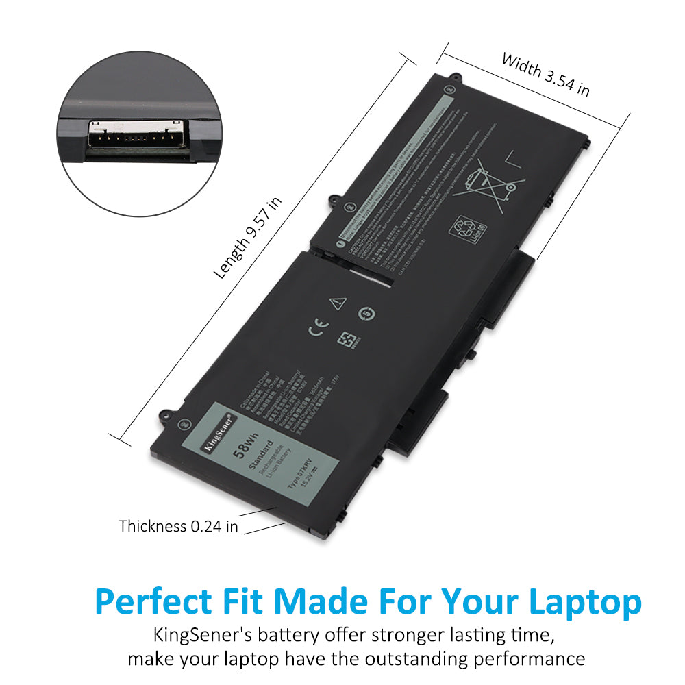KingSener 07KRV 筆記型電腦電池，適用於戴爾 Latitude 5430 5530 5330 7530 7430 7330 Precision 3570 P104F005 P104F006 P137G004 P137G005