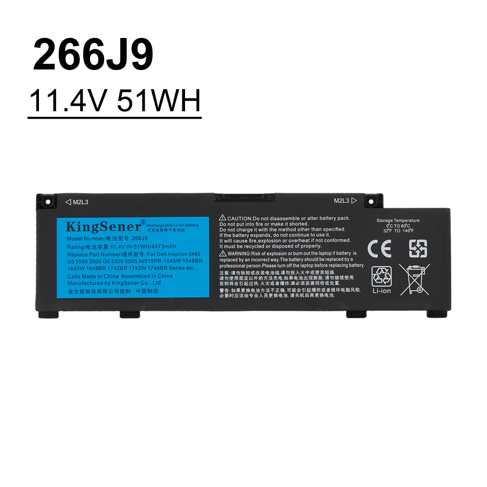 Kingsener 266J9 Laptop Battery For Dell Inspiron 14 5490 G3 15 3590 3500 G5 15 5500 5505 11.4V 51WH