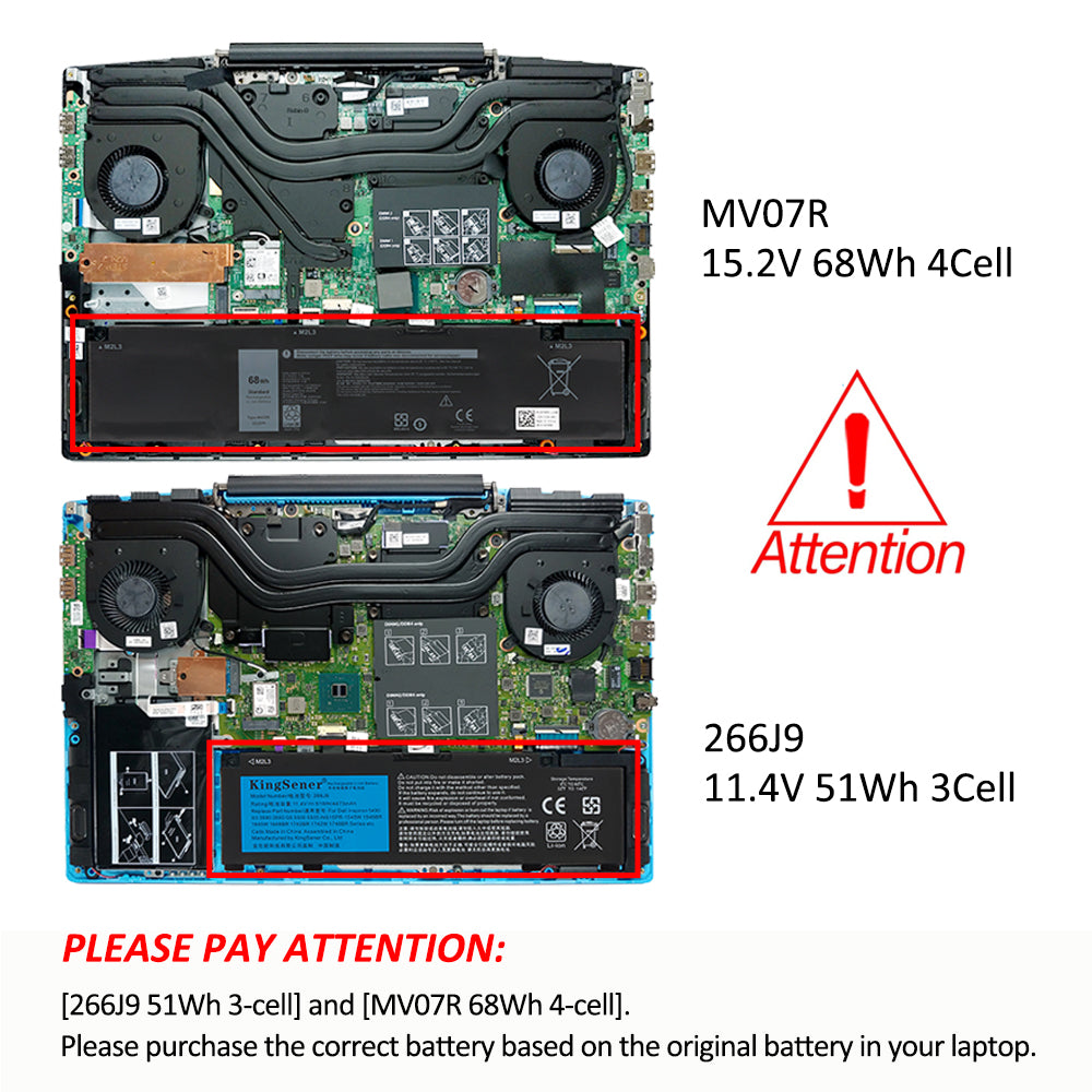 Kingsener 266J9 Laptop Battery For Dell Inspiron 14 5490 G3 15 3590 3500 G5 15 5500 5505 11.4V 51WH