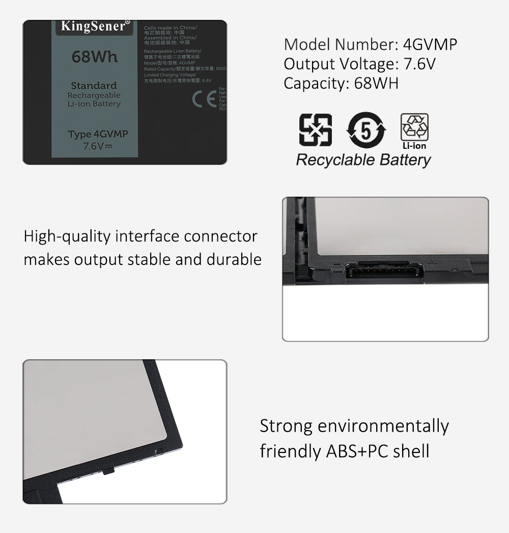 Kingsener 4GVNP R8D7N Laptop Battery For Dell Latitude 5400 5500 Precision 3540 Inspiron 7590 7591 7791 2-in-1 P84F P42E