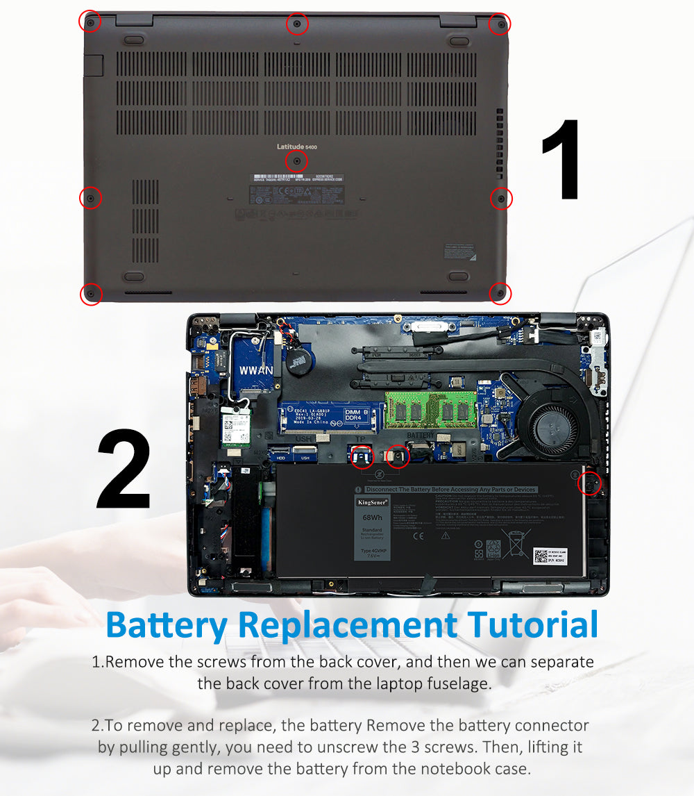 Kingsener 4GVNP R8D7N Laptop Battery For Dell Latitude 5400 5500 Precision 3540 Inspiron 7590 7591 7791 2-in-1 P84F P42E
