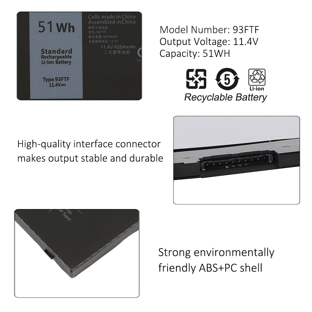 Kingsener 93FTF 筆記本電池 適用於戴爾 5480 5490 5580 5590 5495 5491 M3520 M3530 E5480 E5490 E5580 E5590