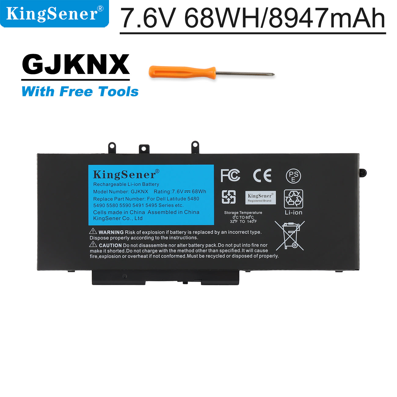 Poland 68Wh GJKNX Battery For Dell Latitude 5480 5580 5280 5288 5488 5590 5591 5490 5491 5495
