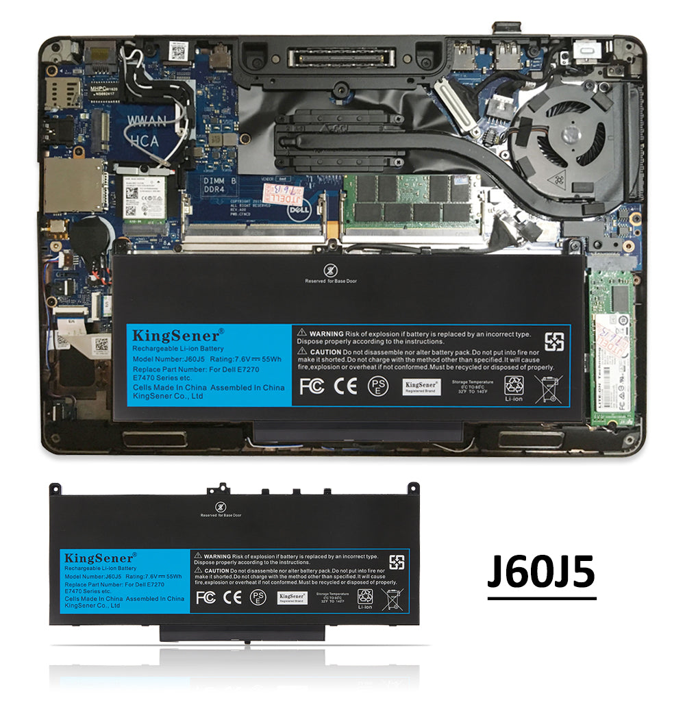 Bateria de substituição KingSener Brand J60J5 55WH 7,6V para laptop Dell Latitude E7270 E7470 J60J5 R1V85 MC34Y 242WD