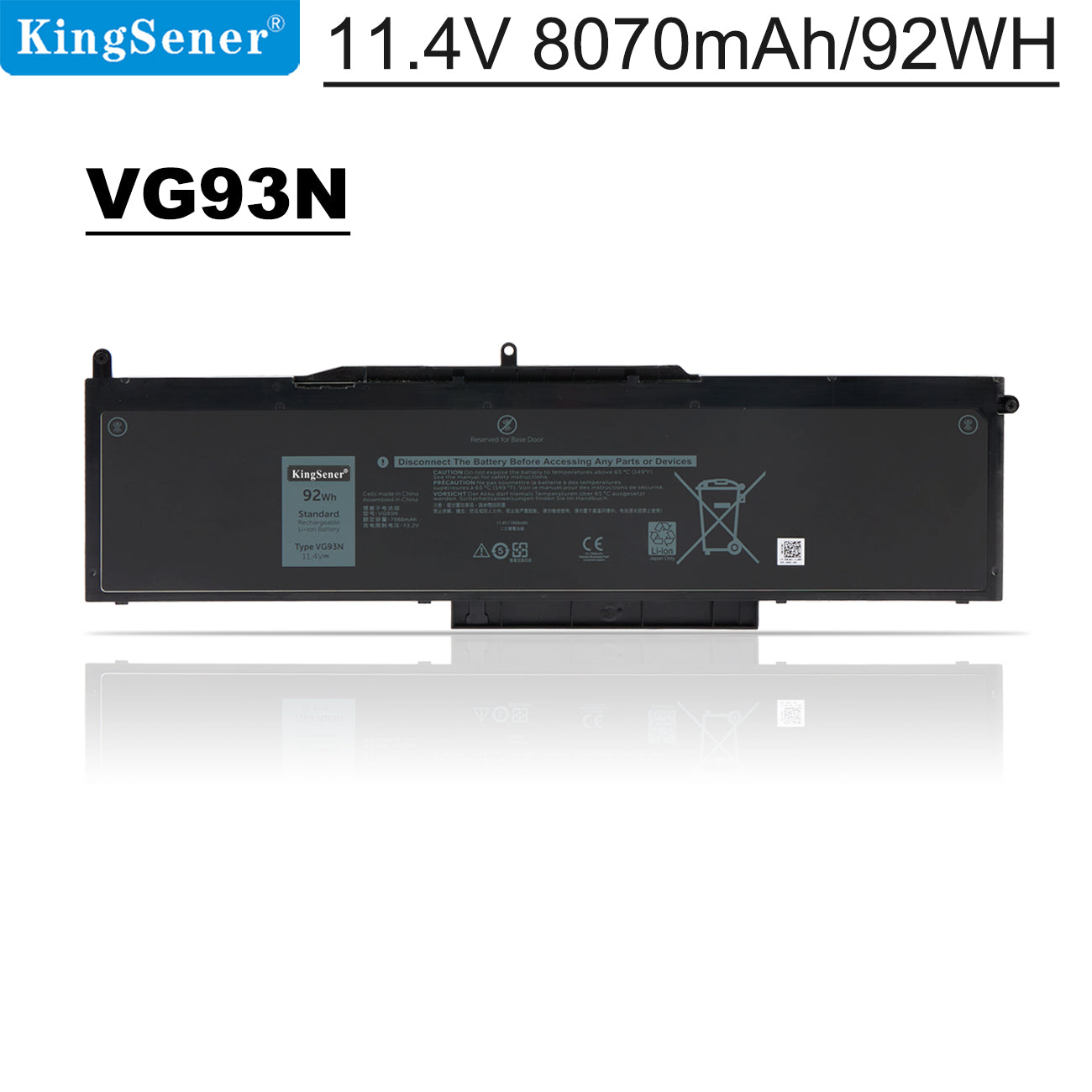 Kingsener VG93N 92WH 筆記本電池適用於戴爾 Precision 15 3520 3530 適用於戴爾 Latitude 5591 5495 5590 5580 5490 5480