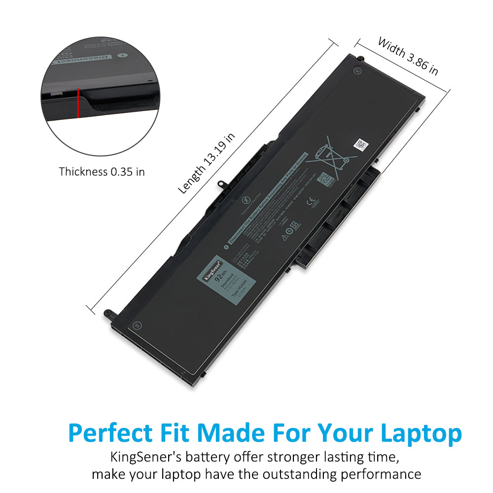 Kingsener VG93N 92WH 筆記本電池適用於戴爾 Precision 15 3520 3530 適用於戴爾 Latitude 5591 5495 5590 5580 5490 5480