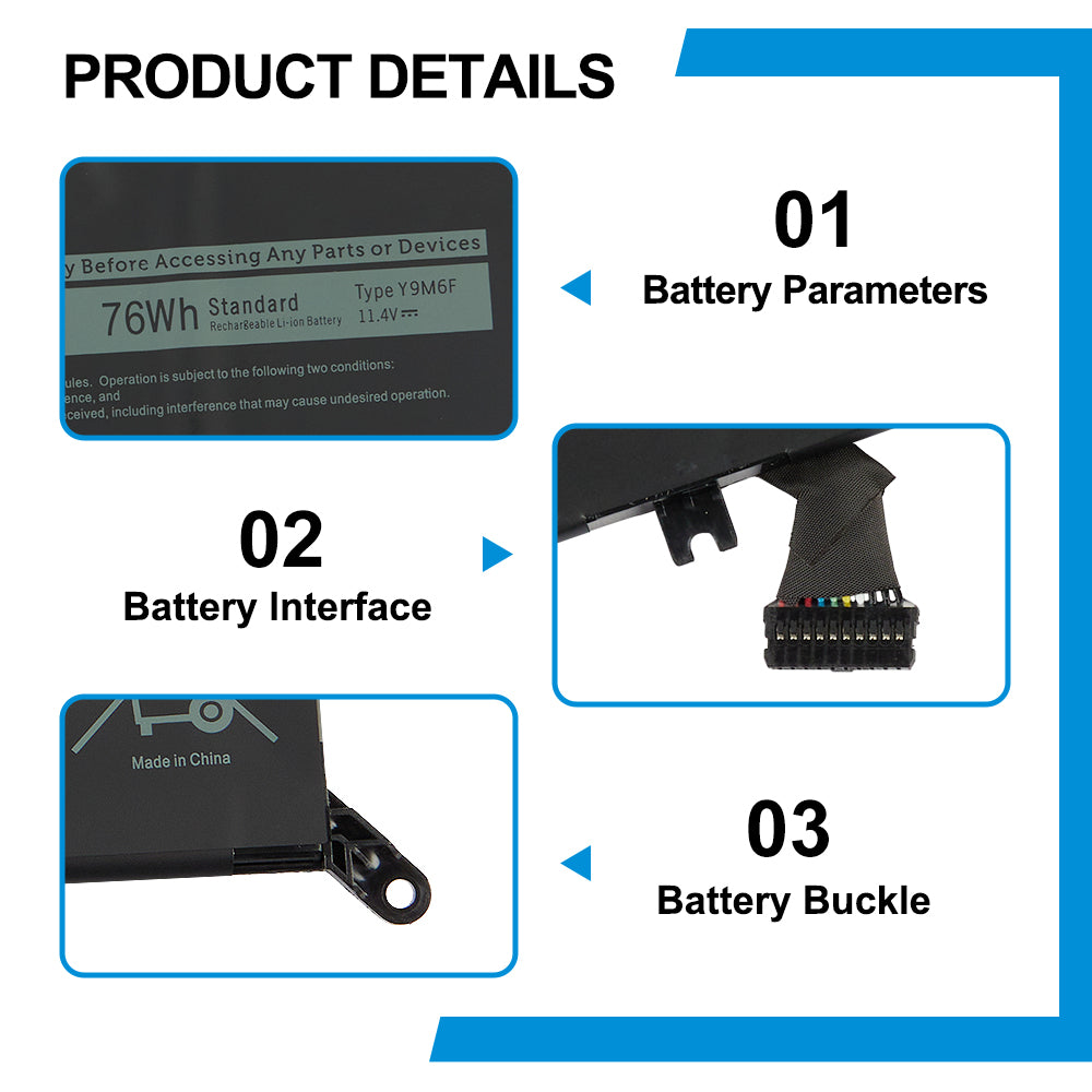 DELL-Y9M6F-11.4V-76Wh-Laptop-Battery