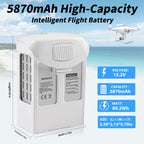High-capacity 5870mAh Phantom 4 intelligent flight battery 15.2V 89.2Wh for DJI drone, dimensions 5.59x2.13x0.79in