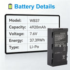 WB37 Battery For DJI RC Plus CrystalSky Cendence Remote Controller - Battery Details
