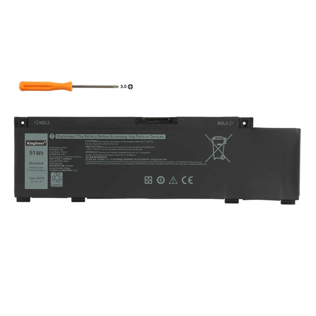 DELL 266J9 replacement laptop battery 11.4V 51Wh 4255mAh Li-Polymer with PH3 screwdriver