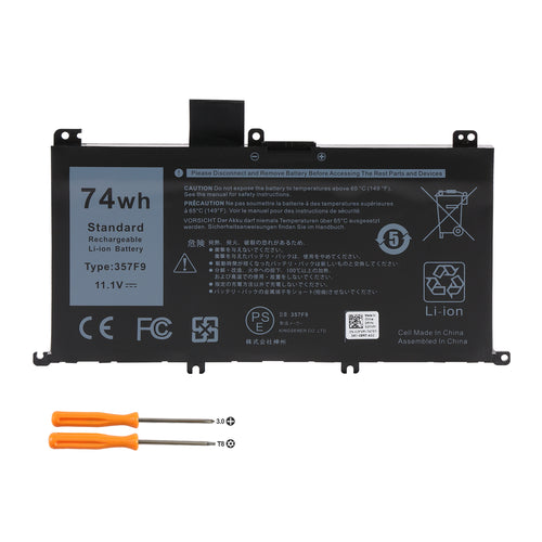 357F9 replacement laptop battery 74Wh 11.1V Li-ion CE FC PSE certified for Alienware laptop