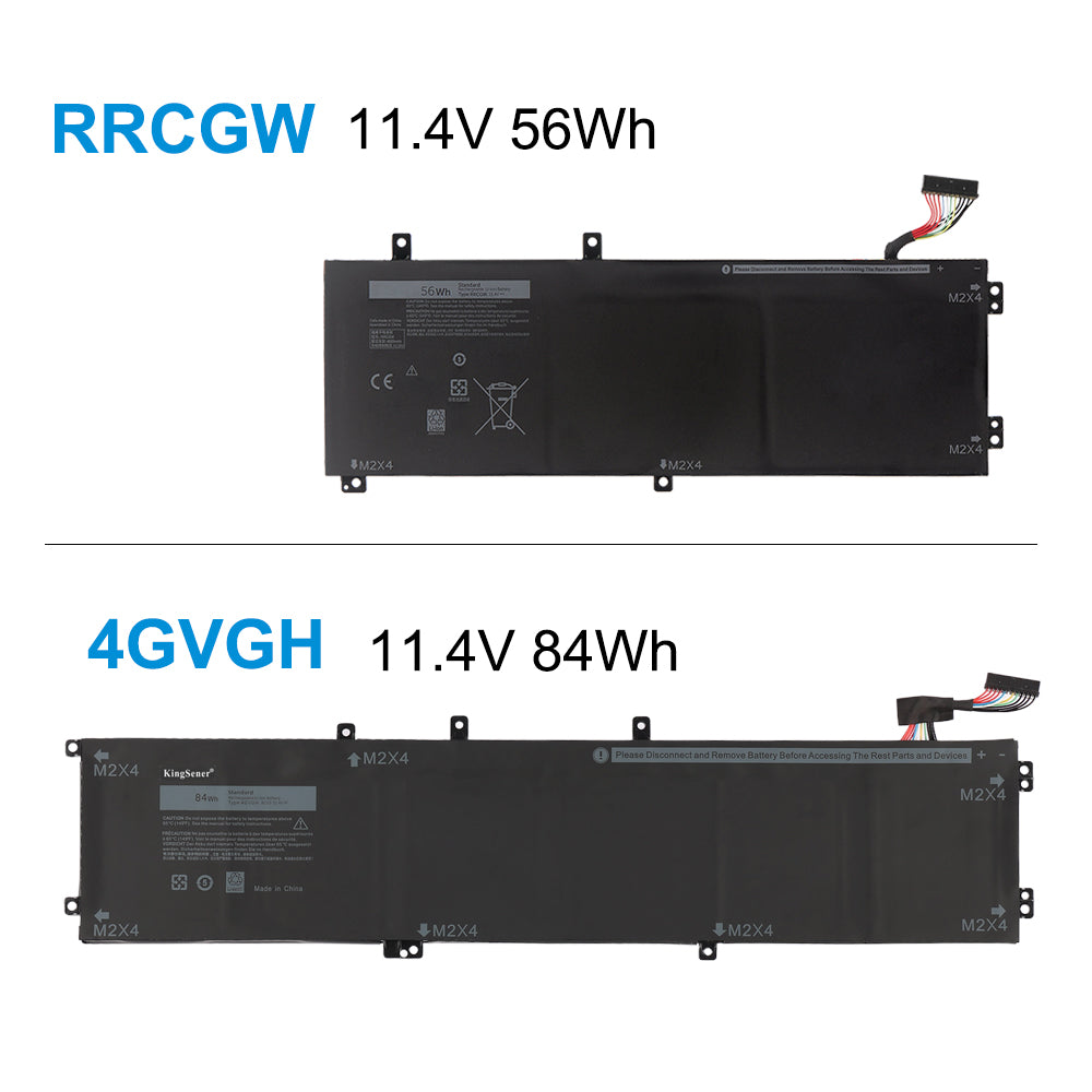 4GVGH 11.4V 84Wh higher capacity version compared to RRCGW 11.4V 56Wh for Dell XPS 15 9550 Precision 5510 laptop battery replacement upgrade
