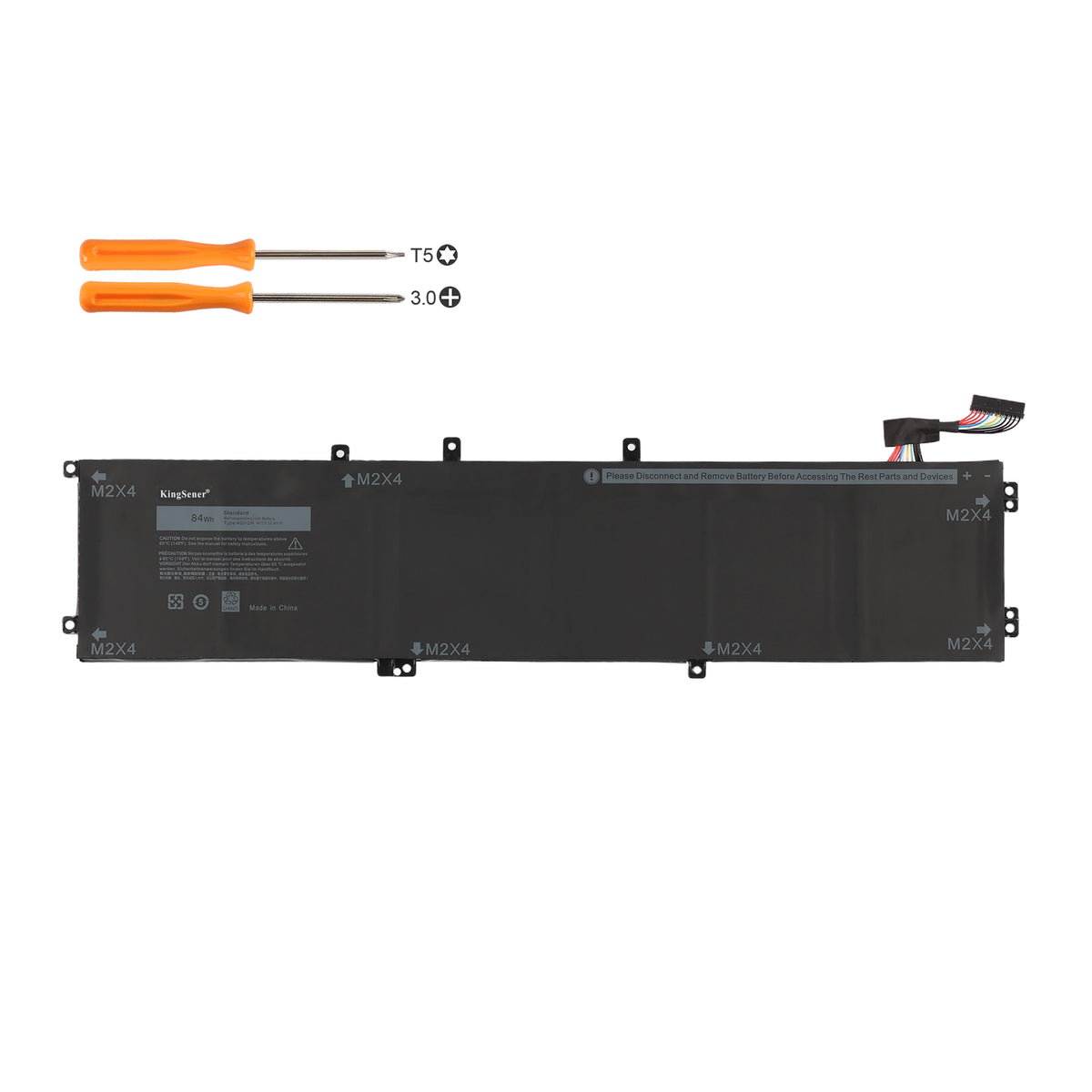 4GVGH 84Wh 11.4V KingSener Li-ion battery with T5 Torx and 3.0 Phillips screwdriver toolkit, replacement for Dell XPS 15 9550 Precision 5510