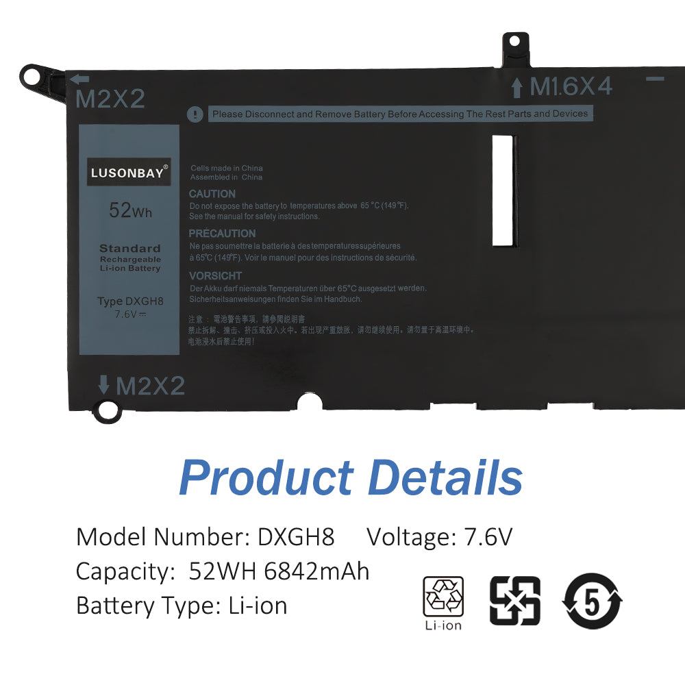 Dell-DXGH8-7.6V-52Wh-Laptop-Battery-LUSONBAY