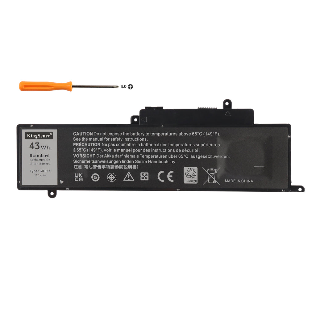 DELL GK5KY replacement laptop battery 11.1V 43Wh Li-ion with PH3 screwdriver