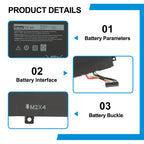DELL H5H20 battery details: 11.4V 56Wh Li-ion with multi-color wire harness connector