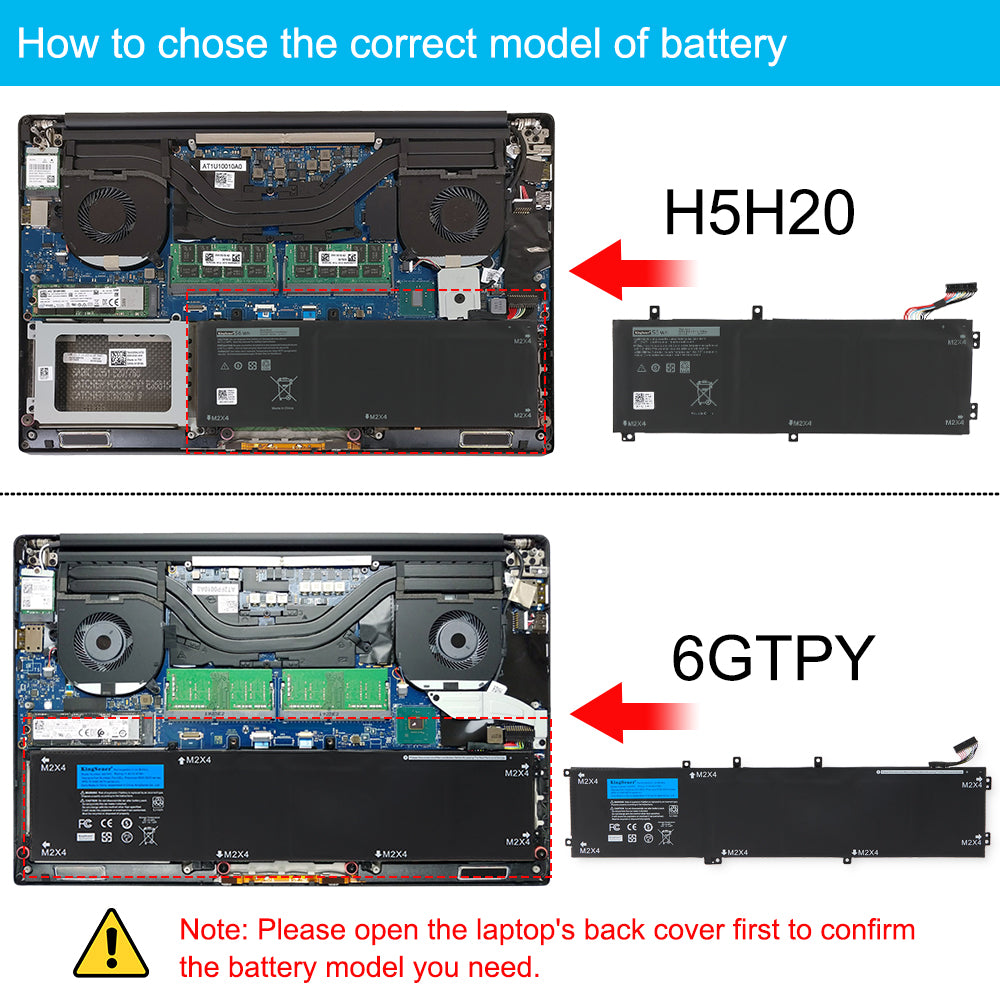 DELL H5H20 vs 6GTPY: how to choose the correct model, open laptop back cover to confirm