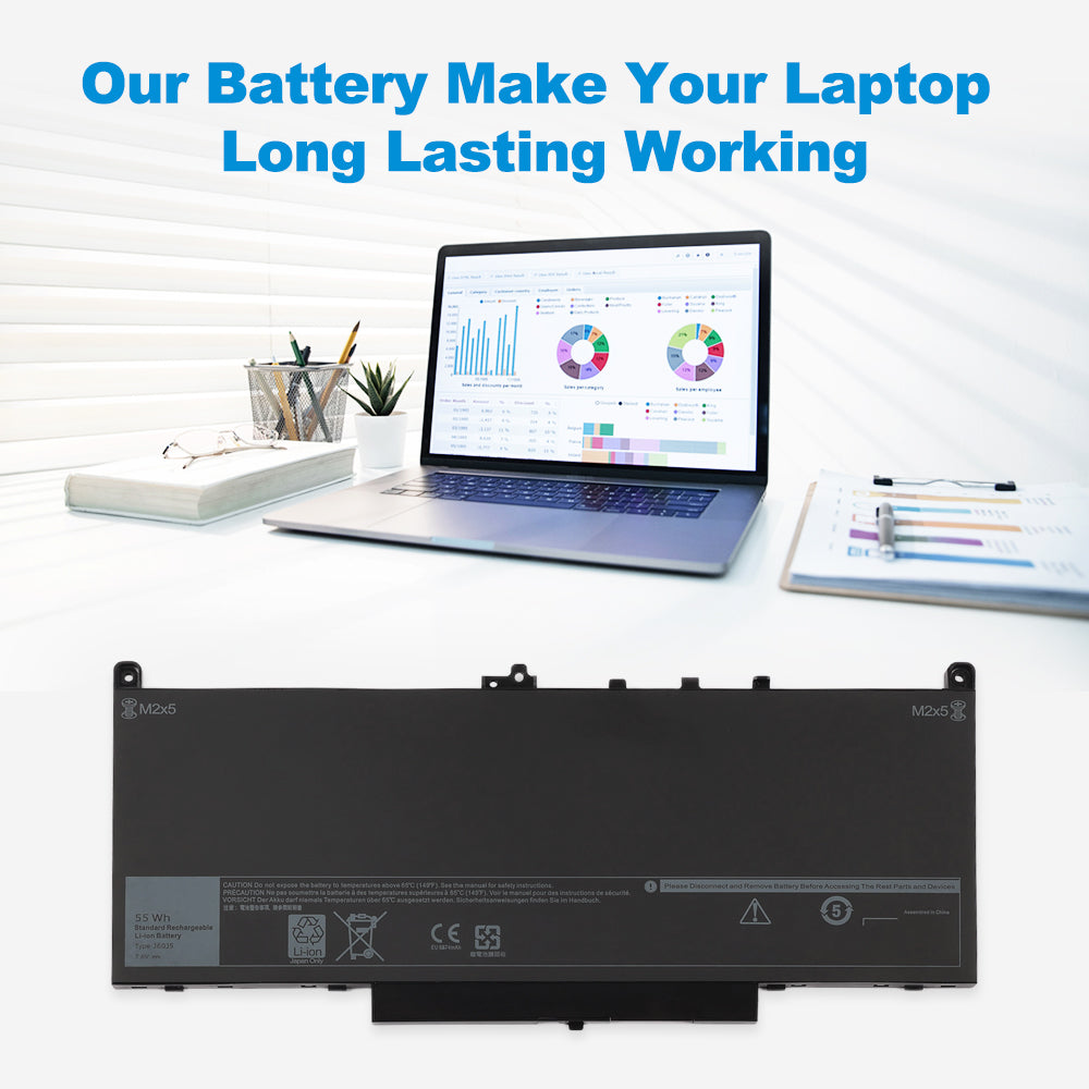 J60J5 KingSener battery make Dell Latitude laptop long lasting working, 7.6V 55Wh Type J60J5 reliable replacement for daily productivity