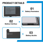 J60J5 product details: 55Wh 7.6V Type J60J5 battery parameters, cable interface connector, M2x5 buckle mount design for Dell Latitude 5400 5500 notebook
