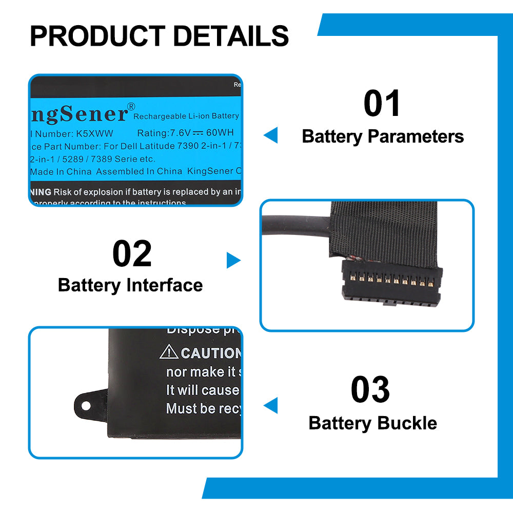 Dell-K5XWW-7.6V-60Wh-Laptop-Battery