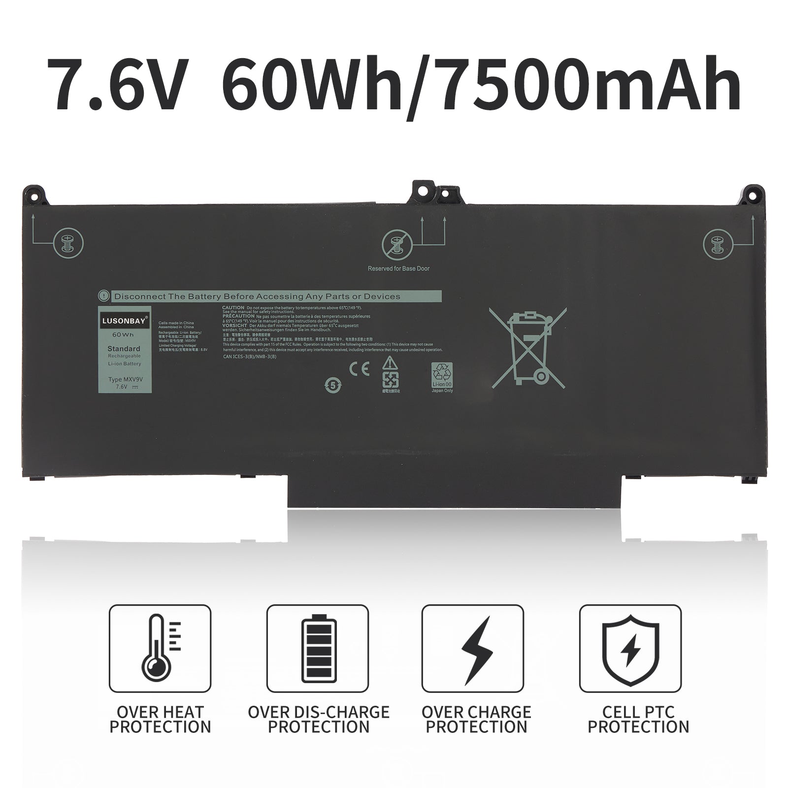 Dell-MXV9V-7.6V-60WH-Laptop-Battery-LUSONBAY