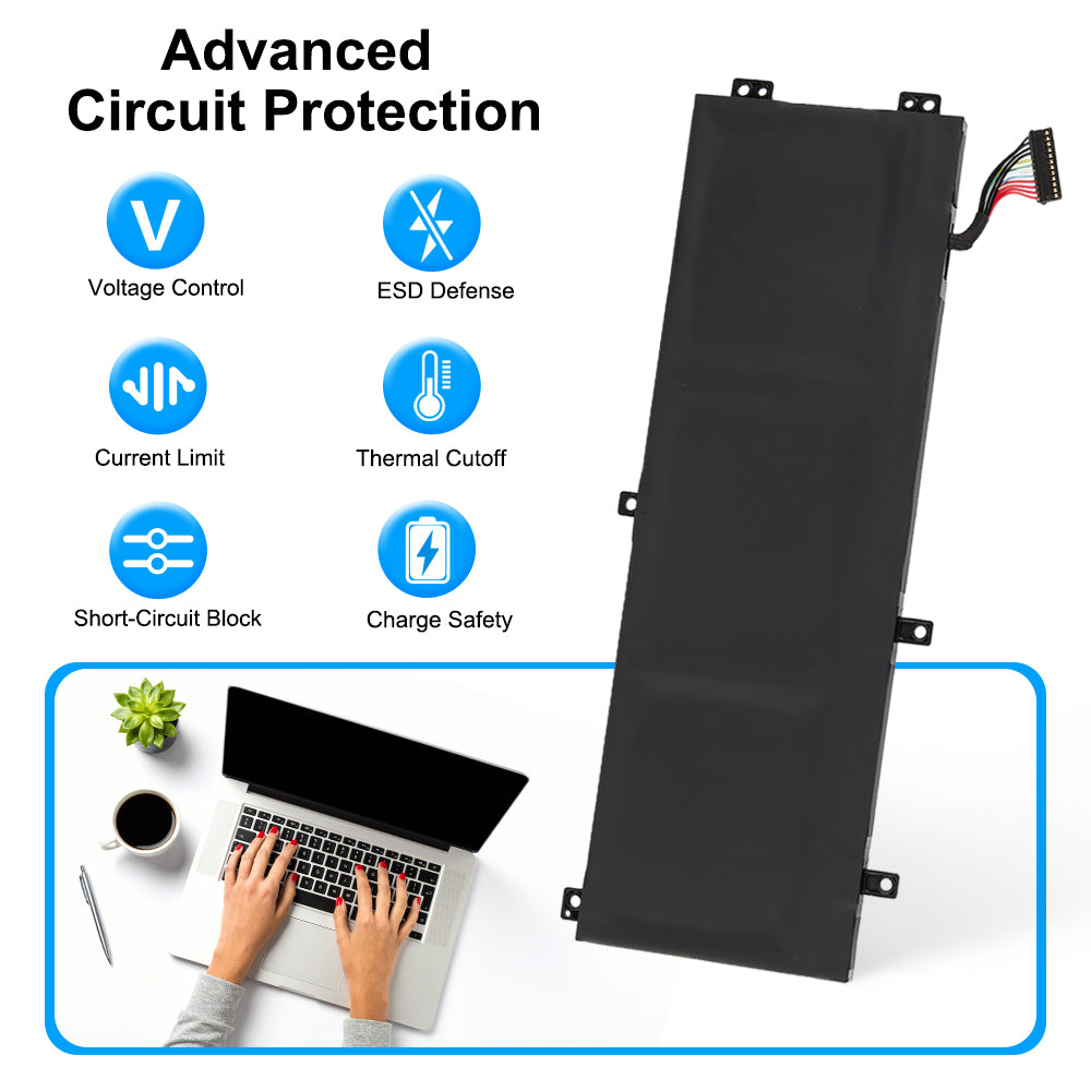 RRCGW battery with advanced circuit protection: voltage control ESD defense current limit thermal cutoff short-circuit block charge safety for Dell XPS 15