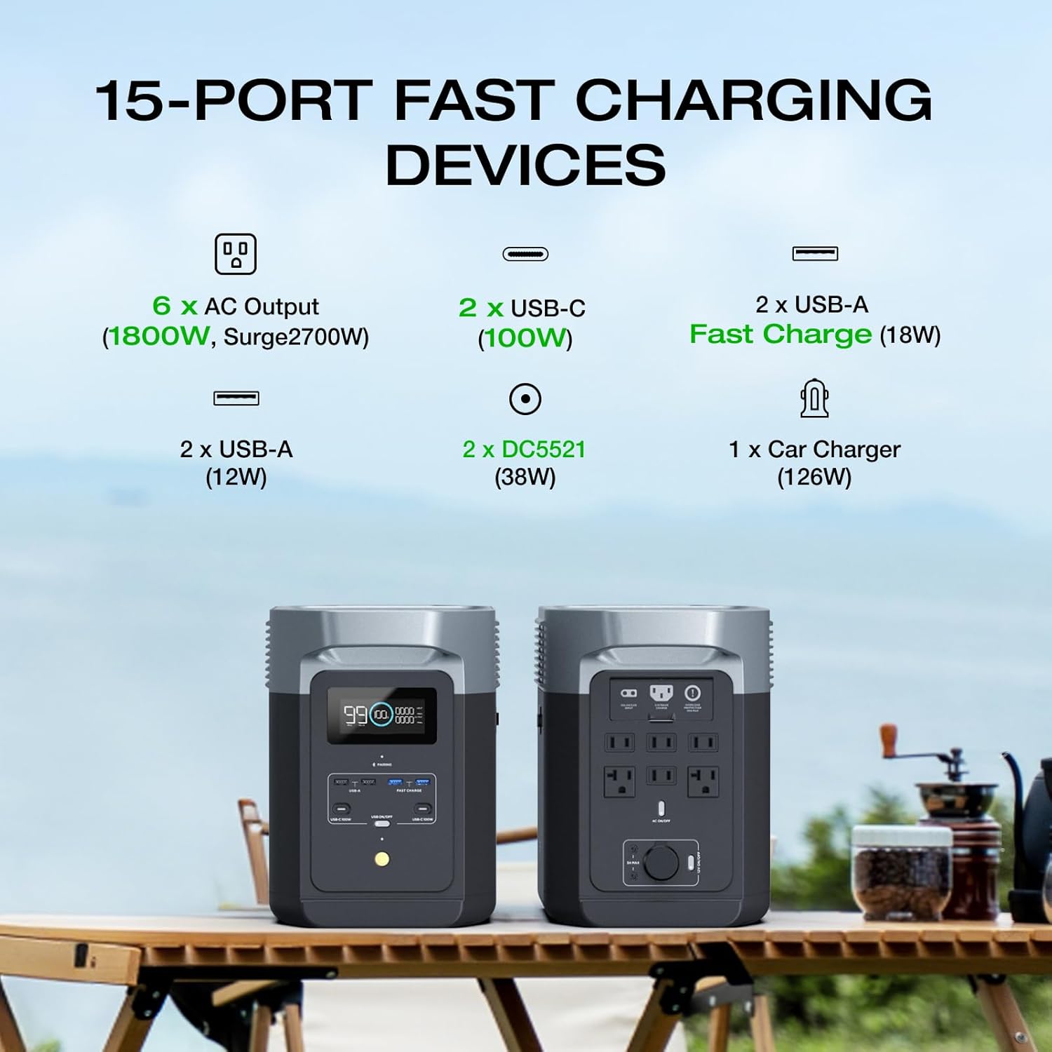 DELTA 2 1024Wh ポータブル電源 | 1800W 急速充電対応 ソーラー発電機