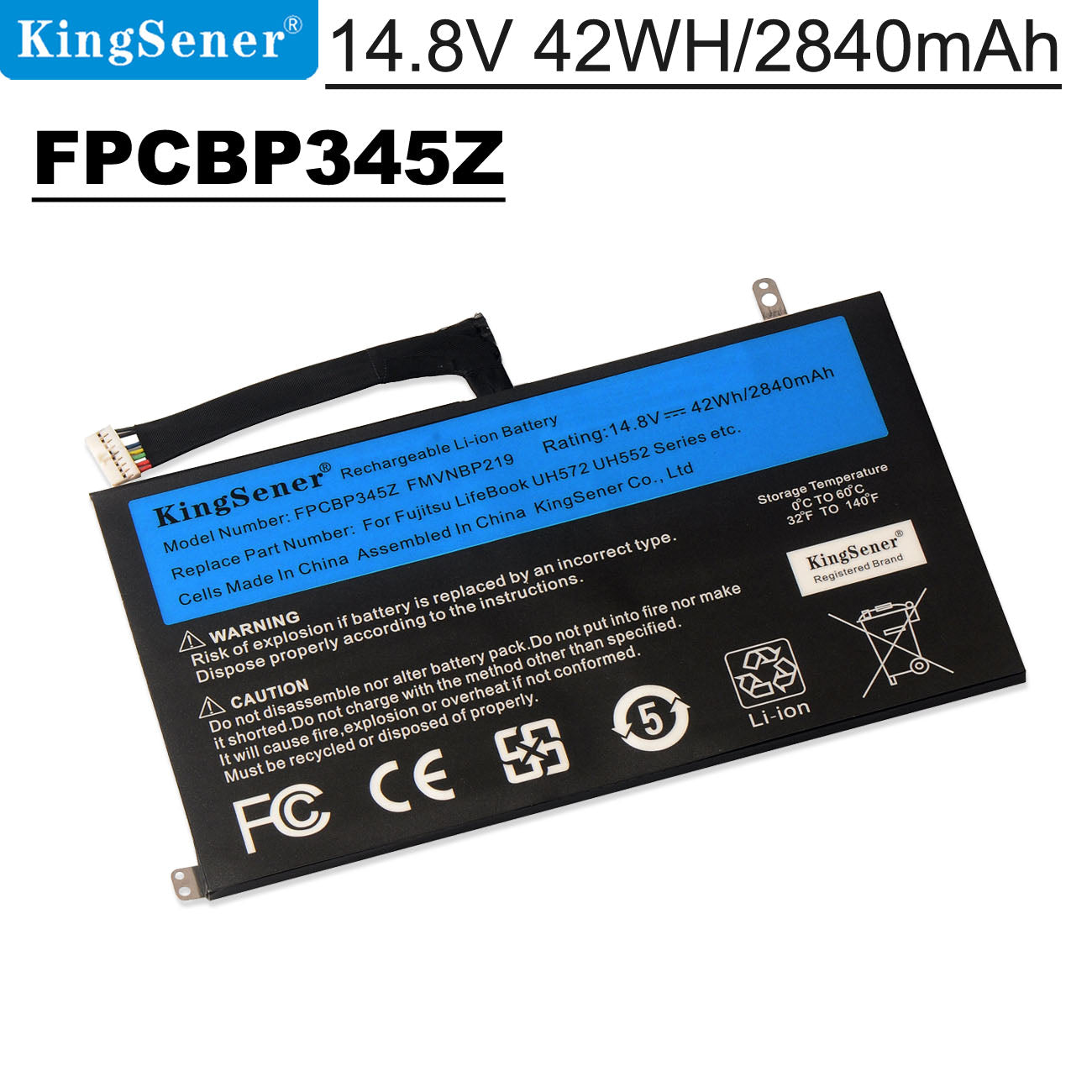 KingSener FPCBP345Z Laptop Battery for Fujitsu LifeBook UH572 UH552 Ultrabook  FMVNBP219 FPB0280 FPCBP345Z 14.8V 2840mAh