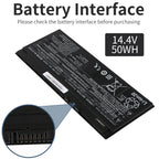 FPB0338S battery interface connector with multi-pin plug close-up, 14.4V 50Wh for Fujitsu LifeBook