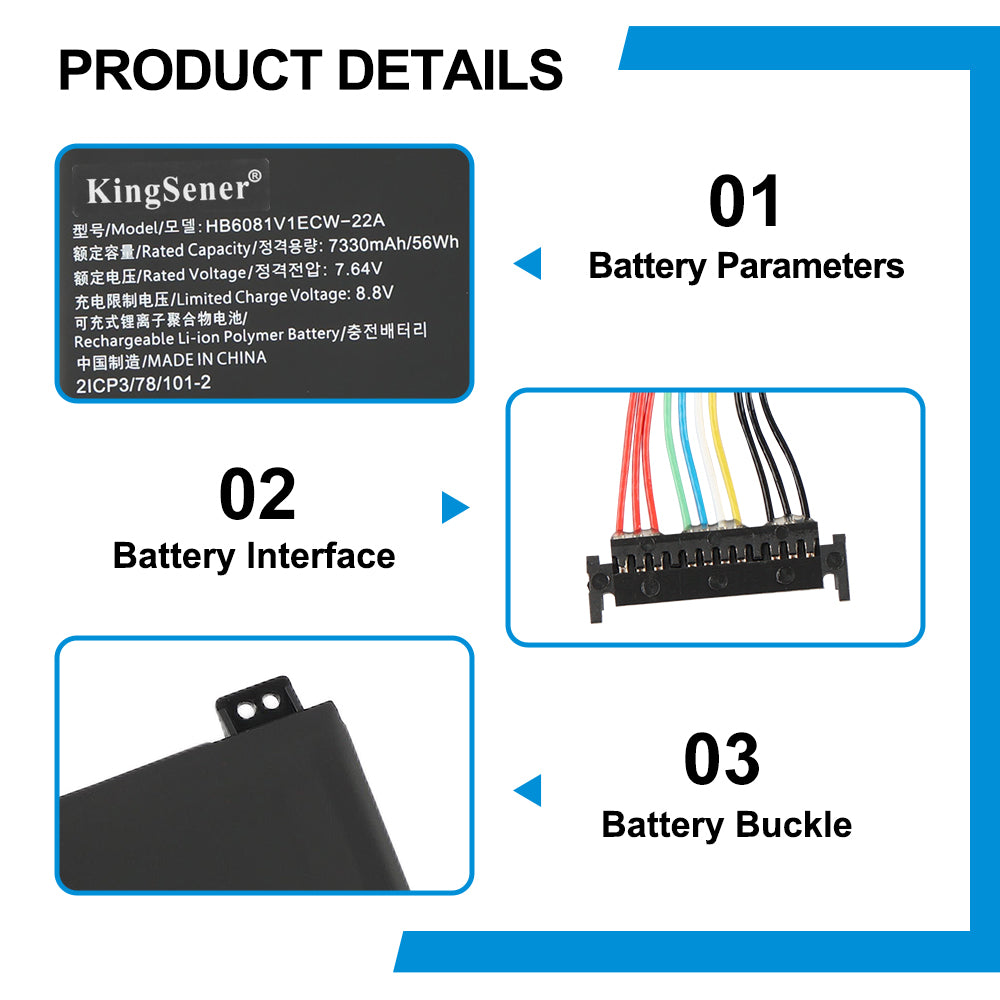 HB6081V1ECW-22A-7.64V-56Wh-Laptop-Battery