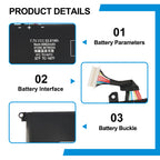 HP AB06XL replacement laptop battery 7.7V 53.61Wh 6962mAh, parameters interface connector and buckle detail