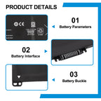 HP BK03XL replacement Li-ion laptop battery 11.55V 41.7Wh specs with 12-pin interface and buckle