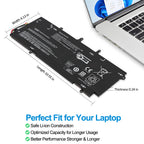 BL06XL battery perfect fit with dimensions 10.55in 4.13in 0.24in, safe Li-ion optimized capacity for HP EliteBook Folio Spectre Pro 13 replacement